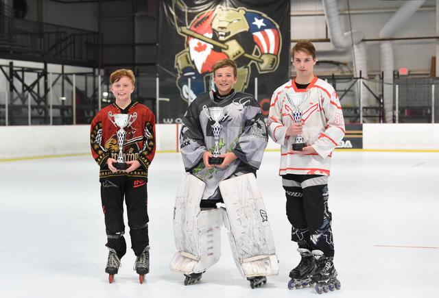 12u Skills Winners Brad Camp - Sniper Aiden Zimmerman - Goalie Nick Poricelli - Fastest
